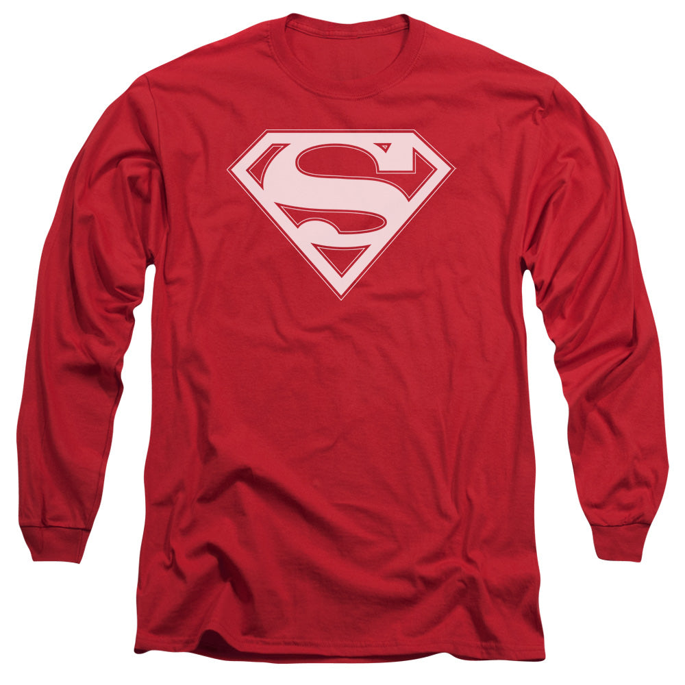 Superman Red & White Shield Red Long Sleeve T-Shirt