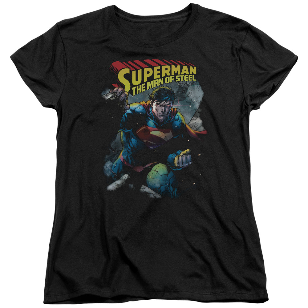 Superman Through the Rubble Womens T-Shirt