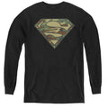 Superman Camo Logo Black Youth Long Sleeve T-Shirt
