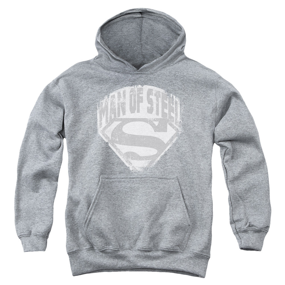 Superman Man of Steel Shield Athletic Heather Youth Hoodie
