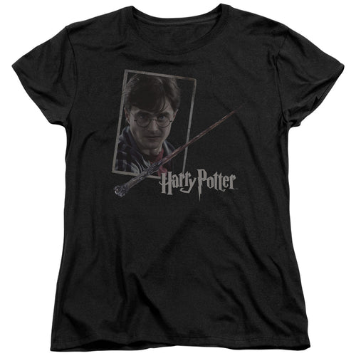 Harry Potter Harrys Wand Portrait Womens T-Shirt