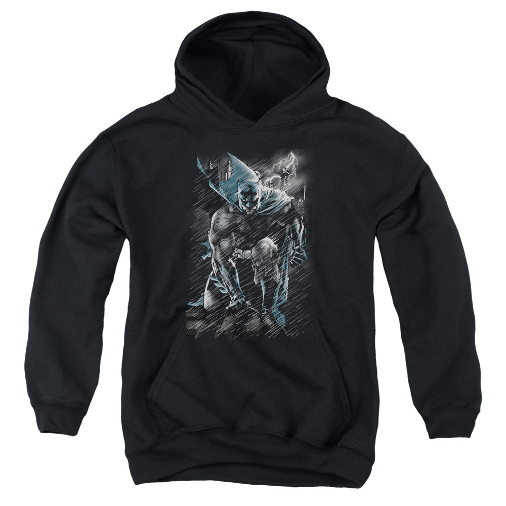 Batman In the Rain Youth Hoodie