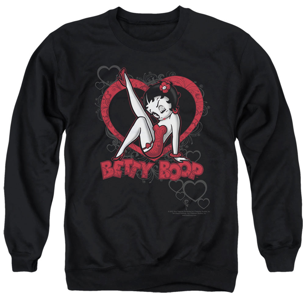 Betty Boop Scrolling Hearts Crewneck Sweatshirt