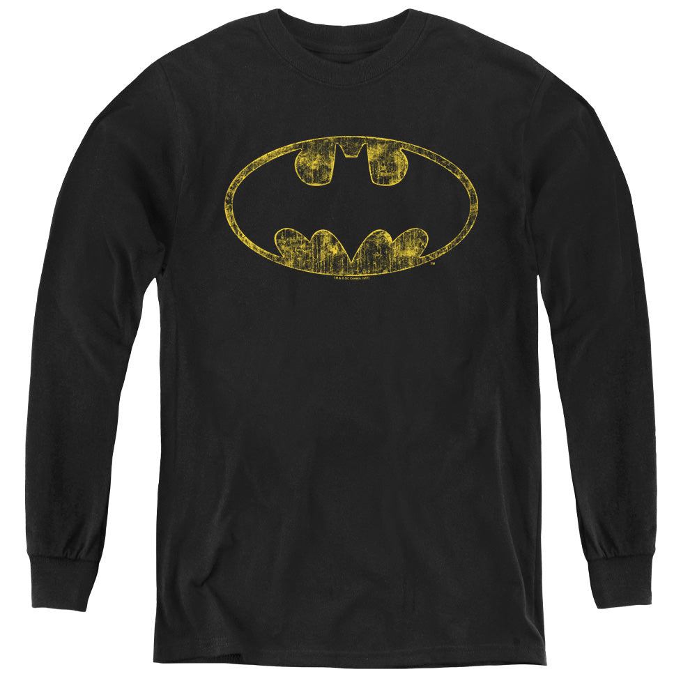 Batman Tattered Logo Youth Long Sleeve T-Shirt