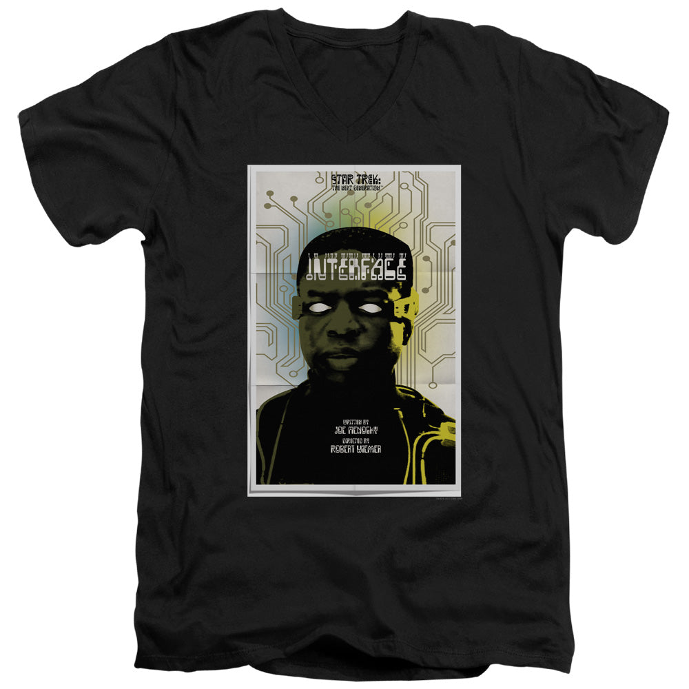Star Trek Interface Black V-Neck T-Shirt