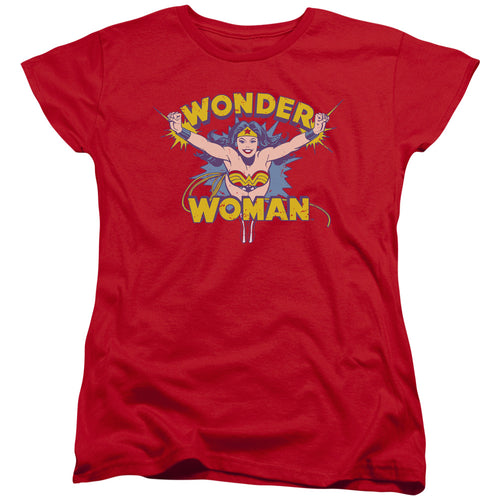 Wonder Woman Flying Through Womens T-Shirt