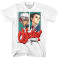 White Ace Attorney t-shirt featuring Objection courtroom catchphrase on white