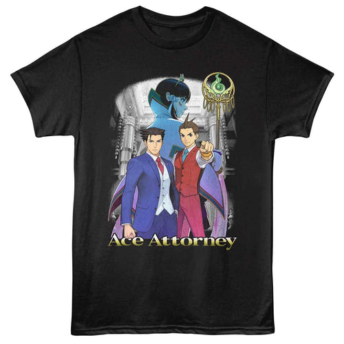 Black Ace Attorney t-shirt featuring Ace Attorney franchise classic logo design