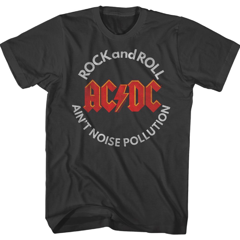 Smoke gray AC/DC t-shirt featuring Noise Pollution Powerage song design