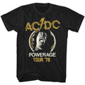 Black AC/DC t-shirt featuring Powerage 1978 tour vintage shirt design