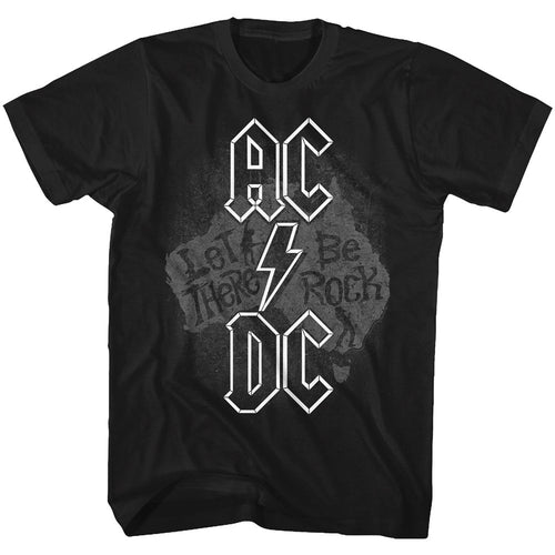 Black AC/DC t-shirt featuring Let There Be Rock album partial title design