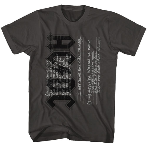 Smoke gray AC/DC t-shirt featuring Rock and Roll Thunder tour AC/DC design