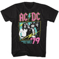 Black AC/DC t-shirt featuring Highway to Hell neon glow color design