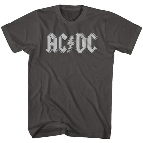 Smoke gray AC/DC t-shirt featuring AC/DC patch design embroidered style