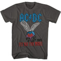 Smoke gray AC/DC t-shirt featuring Fly on the Wall 1985 album design