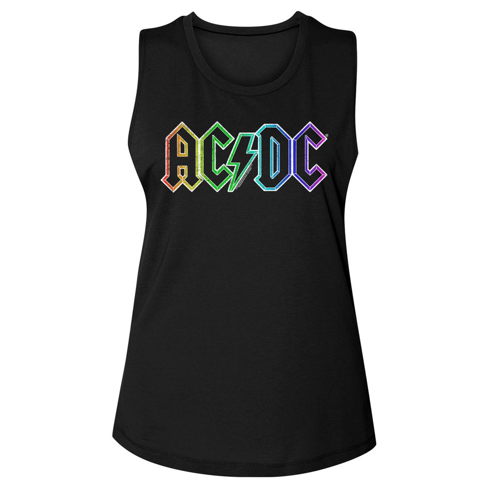 AC/DC Ladies Muscle Tank - Rainbow Logo