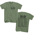 Military green heather AC/DC t-shirt featuring High Voltage 1976 tour vintage shirt design