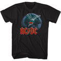 Black AC/DC t-shirt featuring Fly on the Wall earth globe design