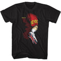 Black AC/DC t-shirt featuring AC/DC Angus Young schoolboy leg design