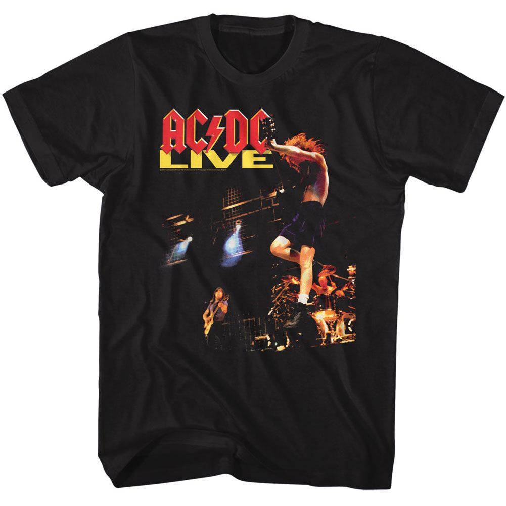 Black AC/DC t-shirt featuring AC/DC Live album 1992 design