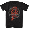 Black AC/DC t-shirt featuring AC/DC red and yellow neon design