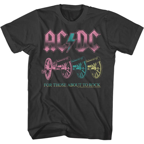 Smoke gray AC/DC t-shirt featuring AC/DC cannons For Those About to Rock design