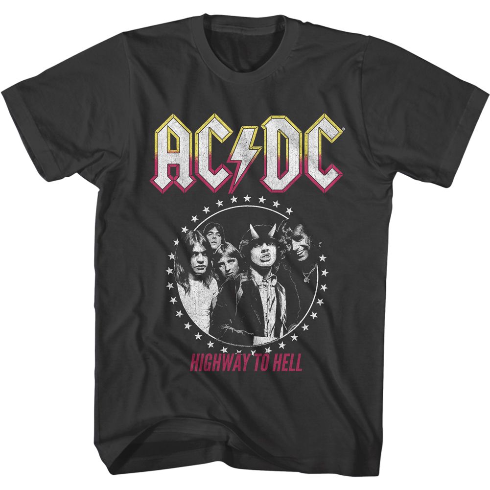 Smoke gray AC/DC t-shirt featuring AC/DC circle stars graphic design