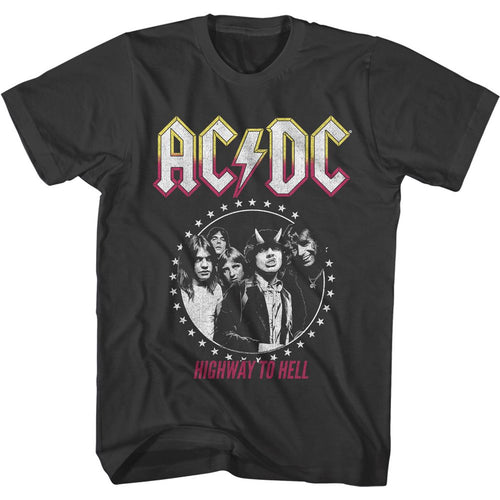 Smoke gray AC/DC t-shirt featuring AC/DC circle stars graphic design
