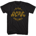 Black AC/DC t-shirt featuring AC/DC High Voltage light color design