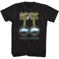 Black AC/DC t-shirt featuring Family Jewels DVD compilation design
