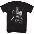 Black AC/DC t-shirt featuring Angus Young AC/DC guitar lead design