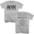 Gray heather AC/DC t-shirt featuring AC/DC Back in Black album graphic