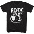 Black AC/DC t-shirt featuring AC/DC band black and white highway photo