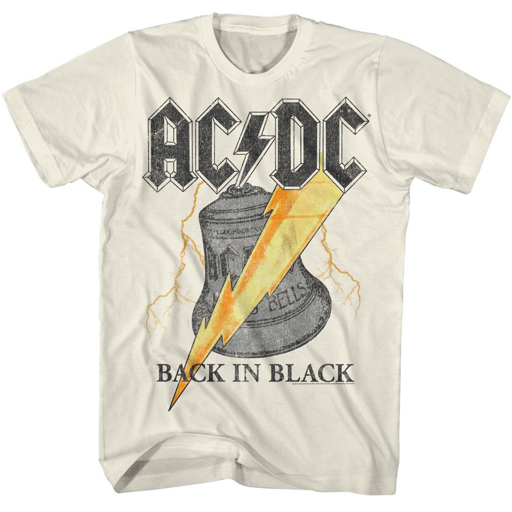 Natural AC/DC t-shirt featuring Hells Bells from Back in Black album design
