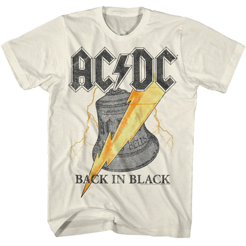 Natural AC/DC t-shirt featuring Hells Bells from Back in Black album design