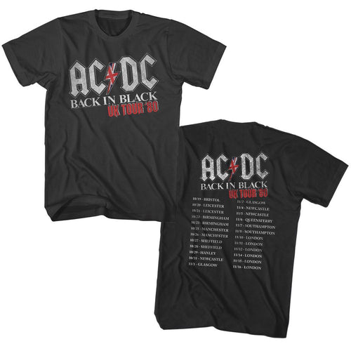 Smoke gray AC/DC t-shirt featuring Back in Black UK tour shirt vintage design