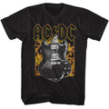 Black AC/DC t-shirt featuring AC/DC fire and guitar design