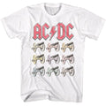 White AC/DC t-shirt featuring AC/DC multi-color cannons For Those About to Rock
