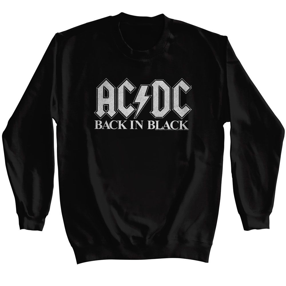 Black AC/DC sweatshirt featuring AC/DC Back in Black album art