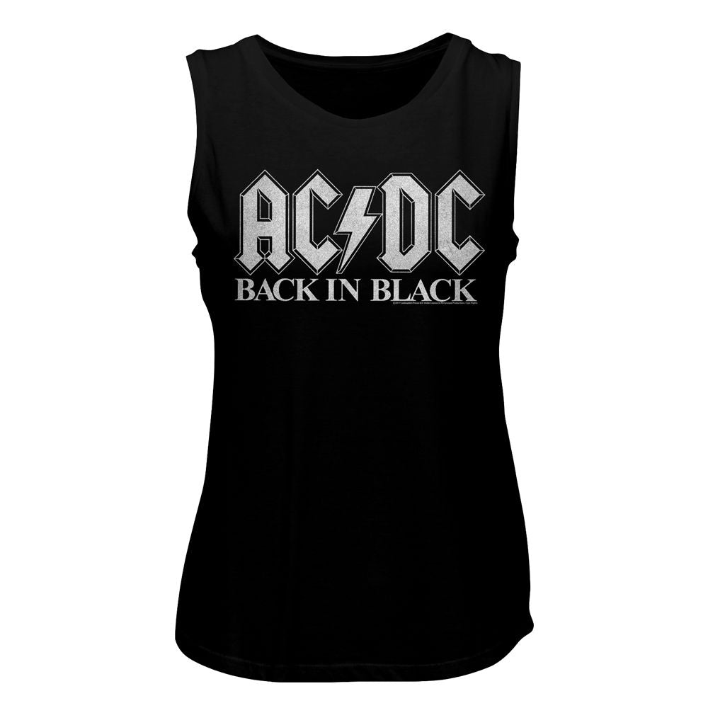 AC/DC Ladies Muscle Tank - Back in Black