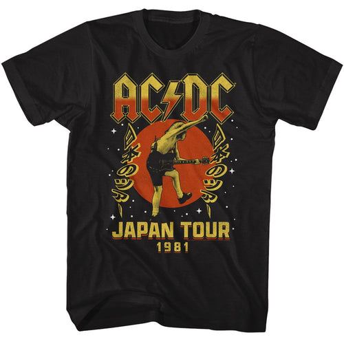 Black AC/DC t-shirt featuring AC/DC Japan tour 1981 vintage design