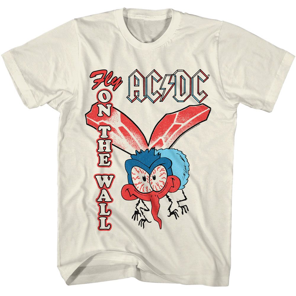 Natural AC/DC t-shirt featuring AC/DC Fly On The Wall FOTW design