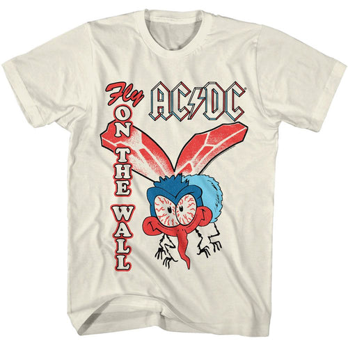 Natural AC/DC t-shirt featuring AC/DC Fly On The Wall FOTW design