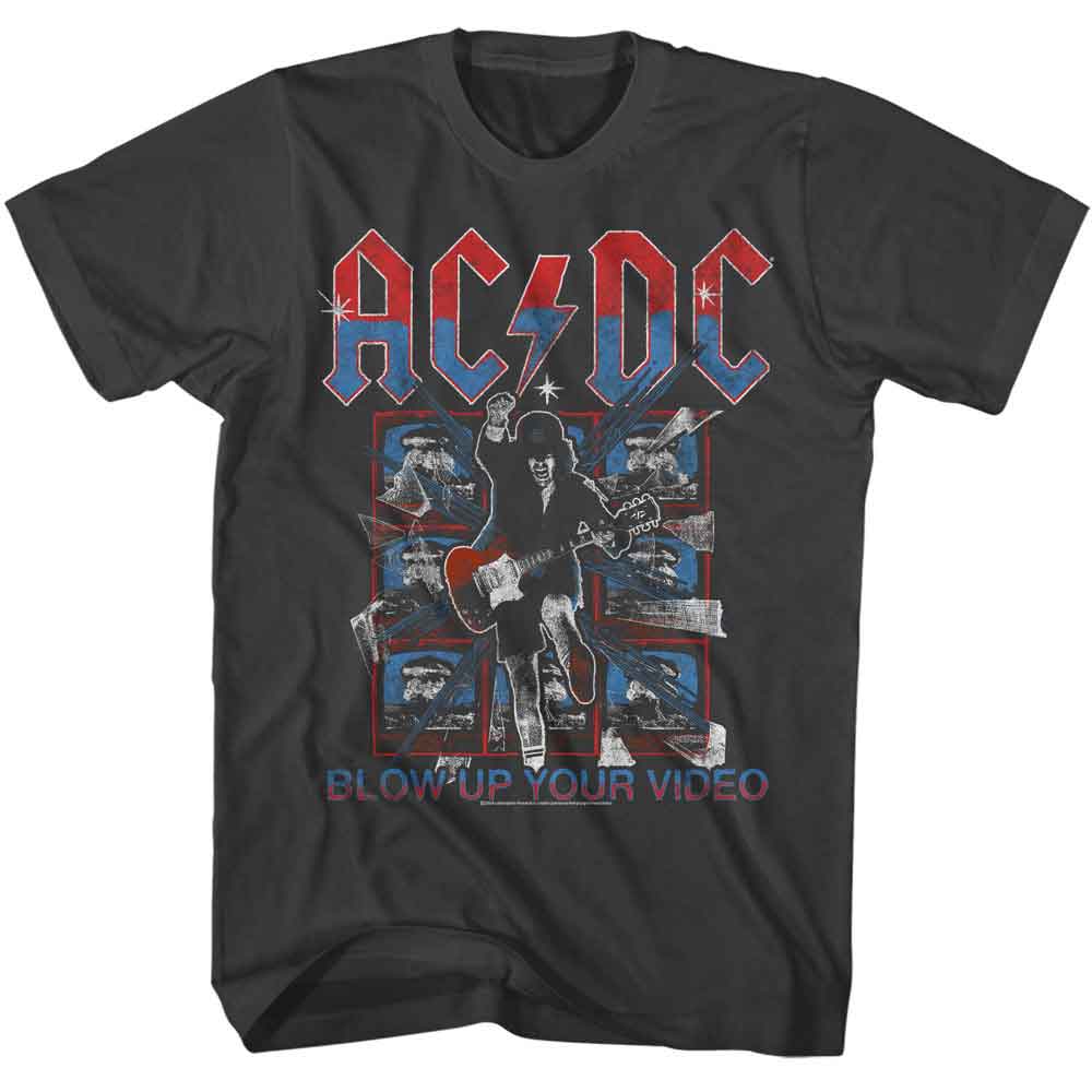 Smoke gray AC/DC t-shirt featuring Americana Blow Up Your Video design