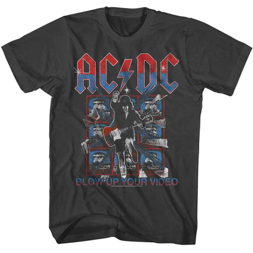 Smoke gray AC/DC t-shirt featuring Americana Blow Up Your Video design