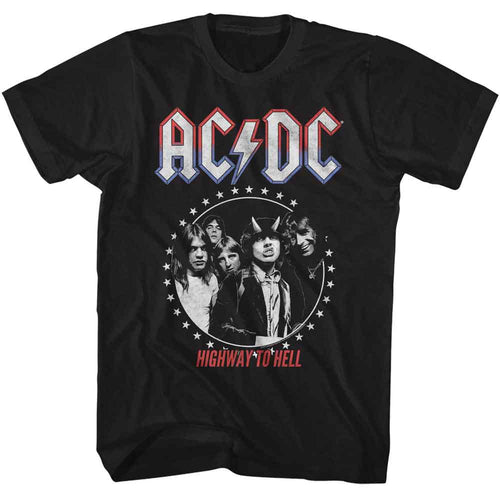 Black AC/DC t-shirt featuring AC/DC Americana star circle design