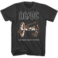 Black AC/DC t-shirt featuring We Salute You compact typography design