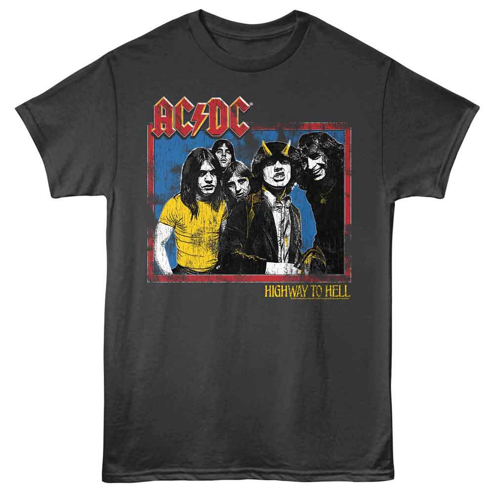 Smoke gray AC/DC t-shirt featuring Highway to Hell revisited design tribute