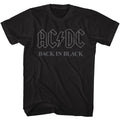 Black AC/DC t-shirt featuring Back in Black album cover third variant design
