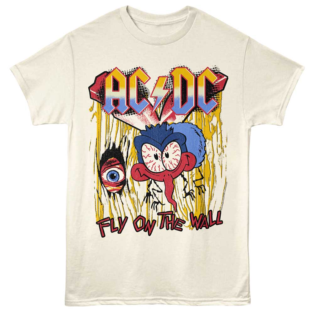 Natural AC/DC t-shirt featuring AC/DC Fly On The Wall FOTW design